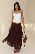 White Fox Sunset Strolls Midi Skirt Chocolate
