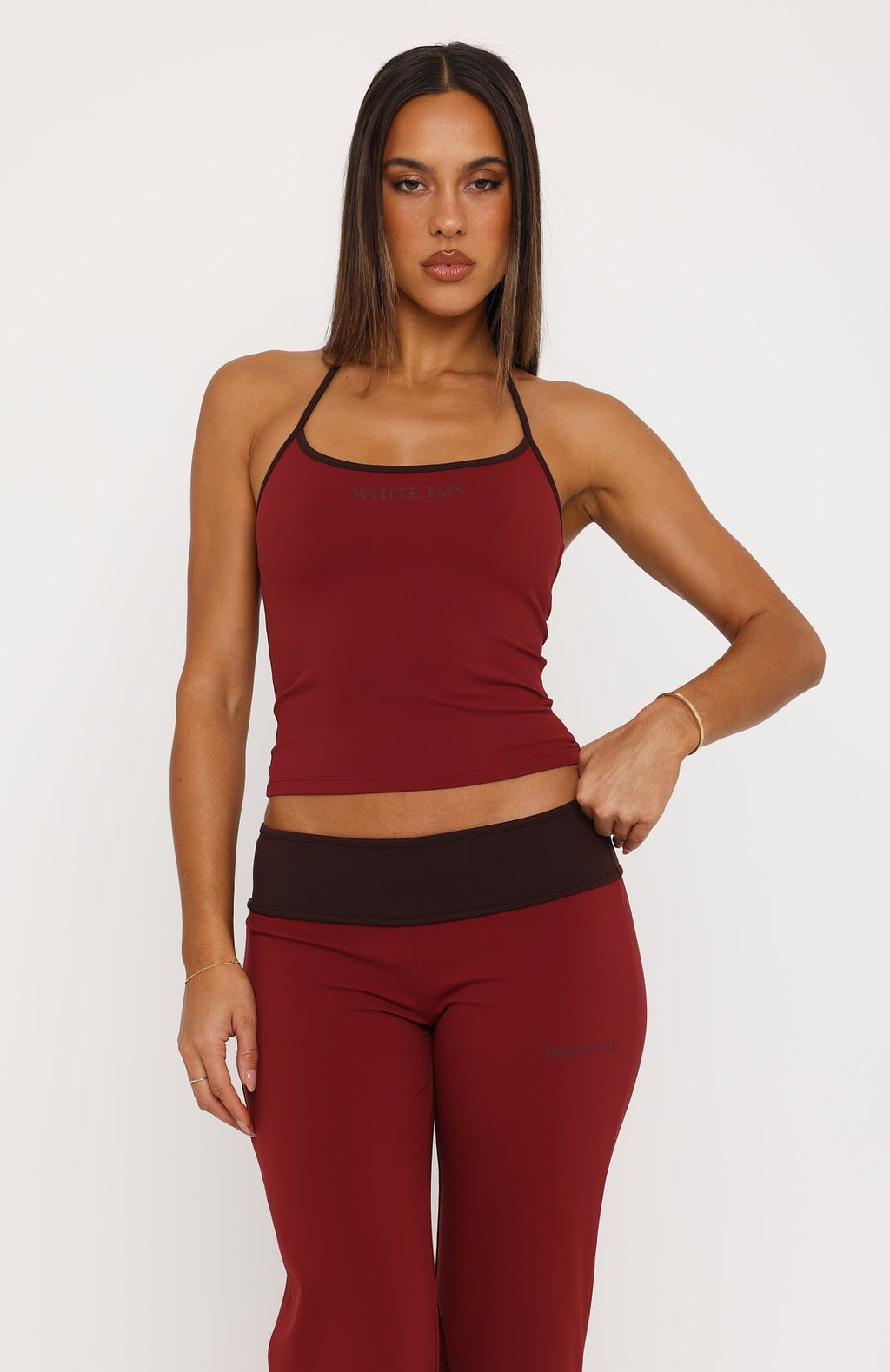 White Fox Glow Game Halter Top Red