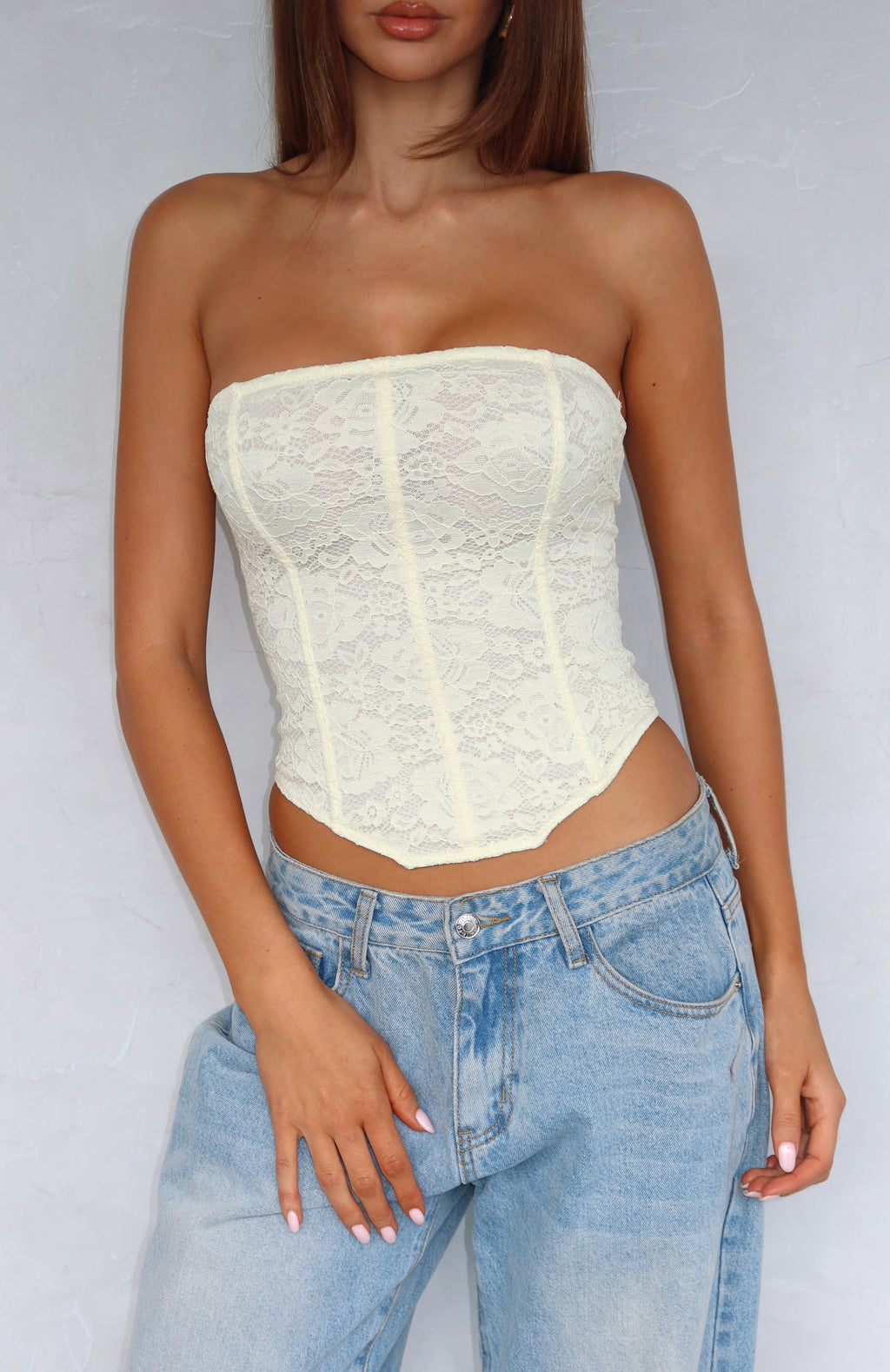 White Fox Play Your Part Strapless Bustier Lemon