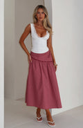 White Fox Feeling Groovy Maxi Skirt Red Gingham