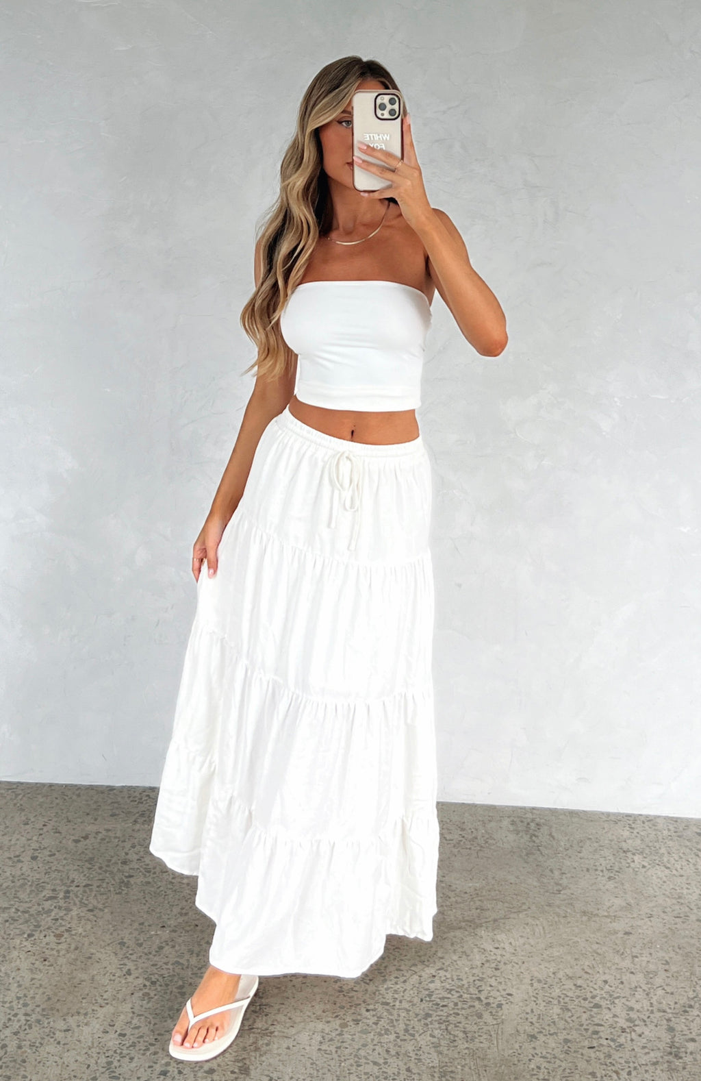 White Fox In That Moment Maxi Skirt White