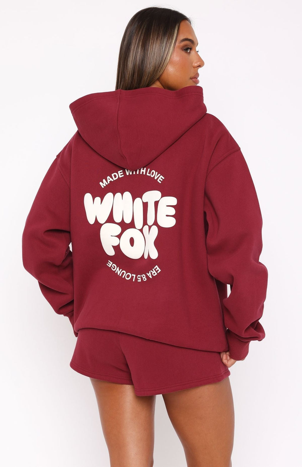 White Fox With Love For You Lounge Shorts Burgundy
