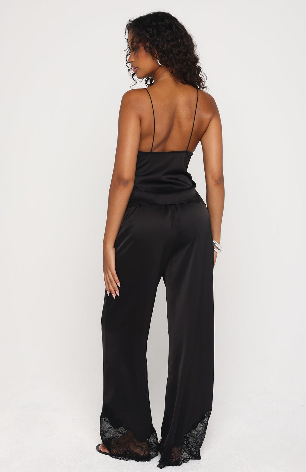 White Fox Manhattan Midnight Lace Insert Pants Black