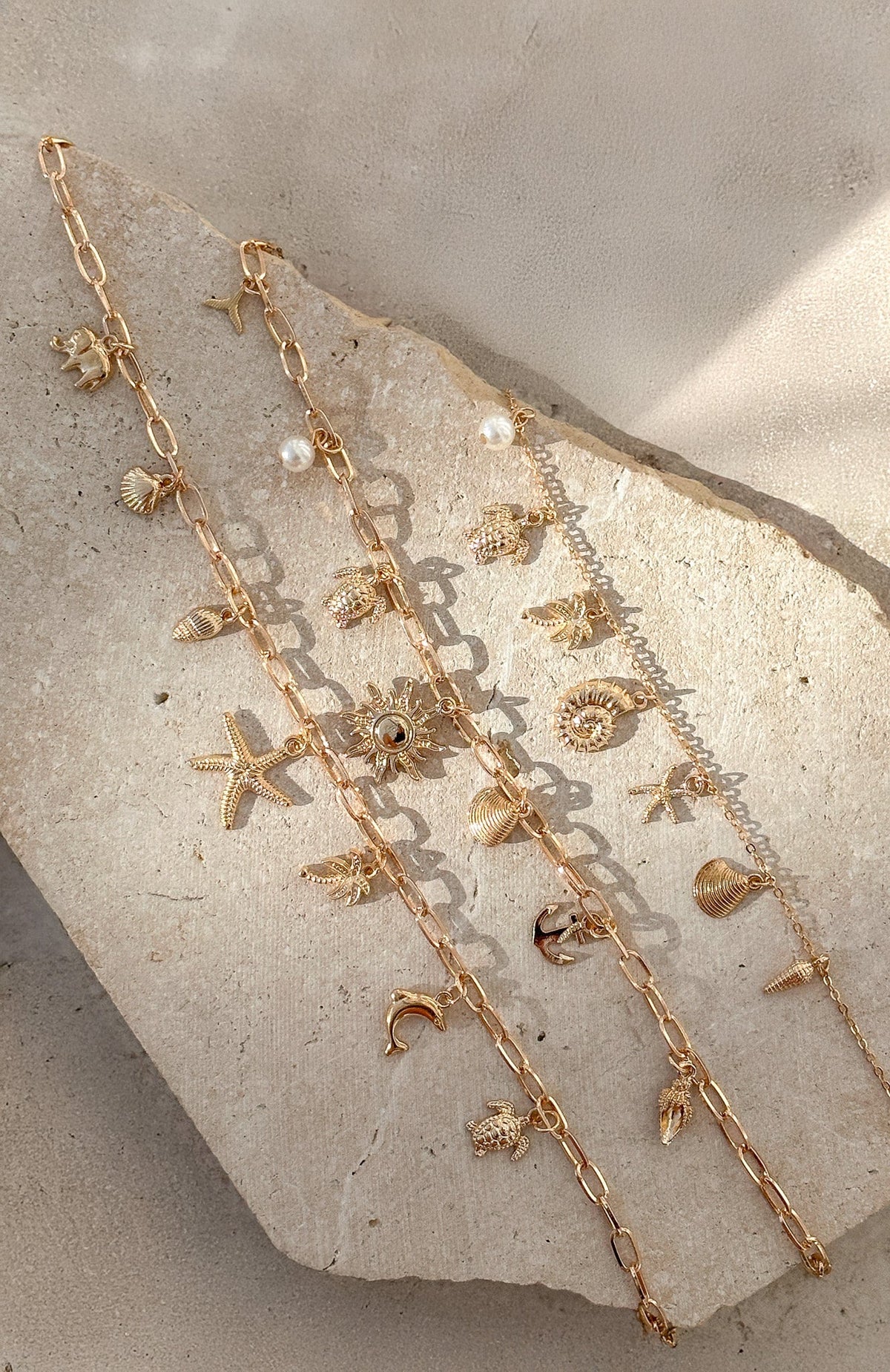 White Fox Mayer Necklace 3 Piece Set Gold