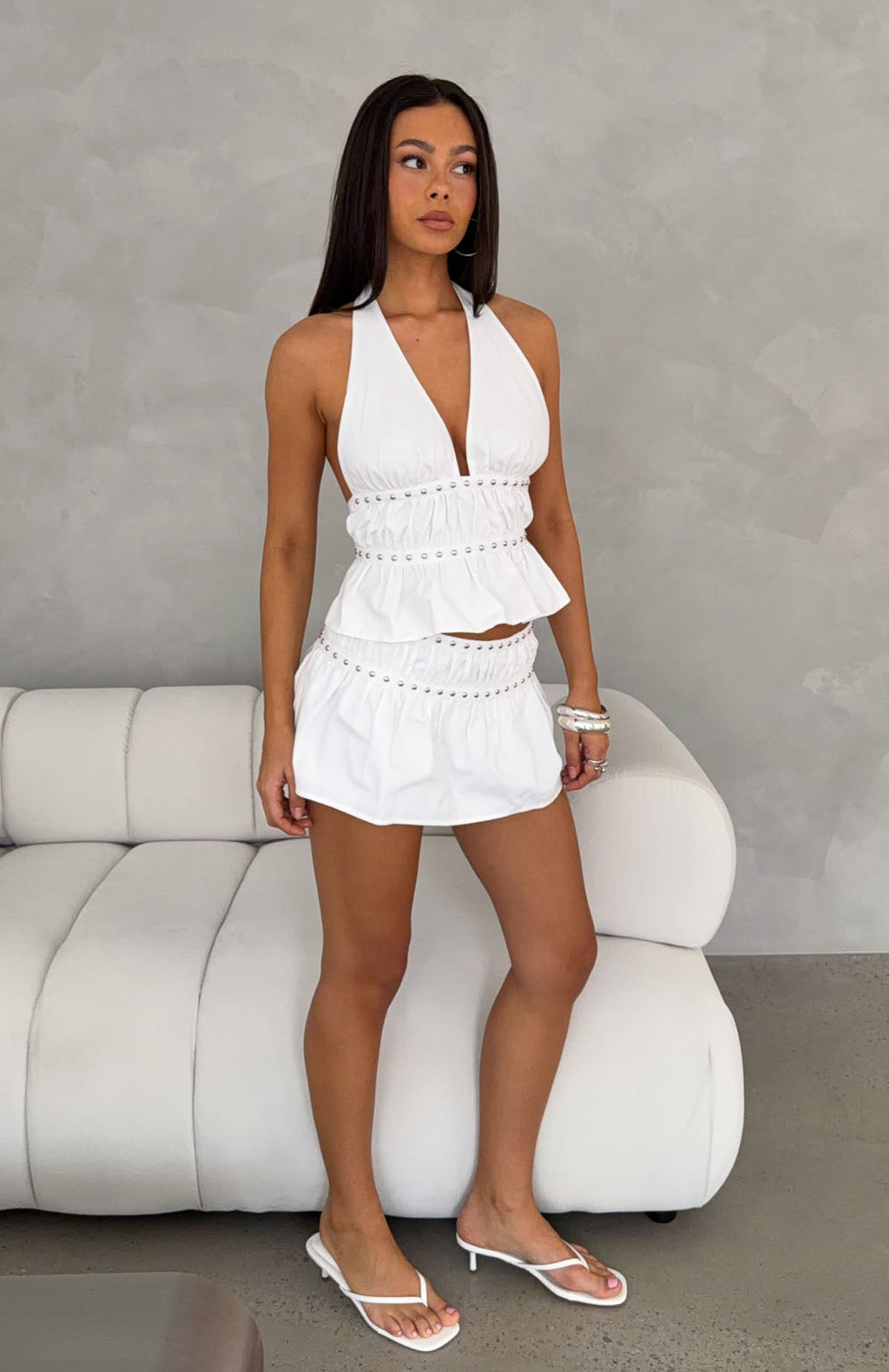 White Fox Moving To The Beat Mini Skirt White