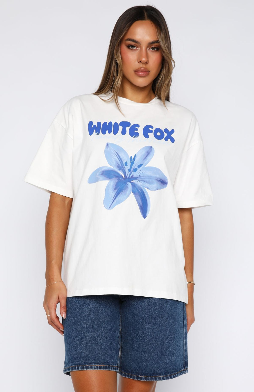 White Fox Got That Glow Oversized Tee White