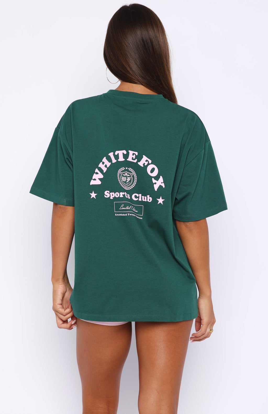 White Fox Outfit Of The Day Oversized Tee Forest Green