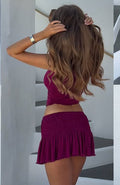 White Fox Break The Limits Shirred Mini Skirt Berry
