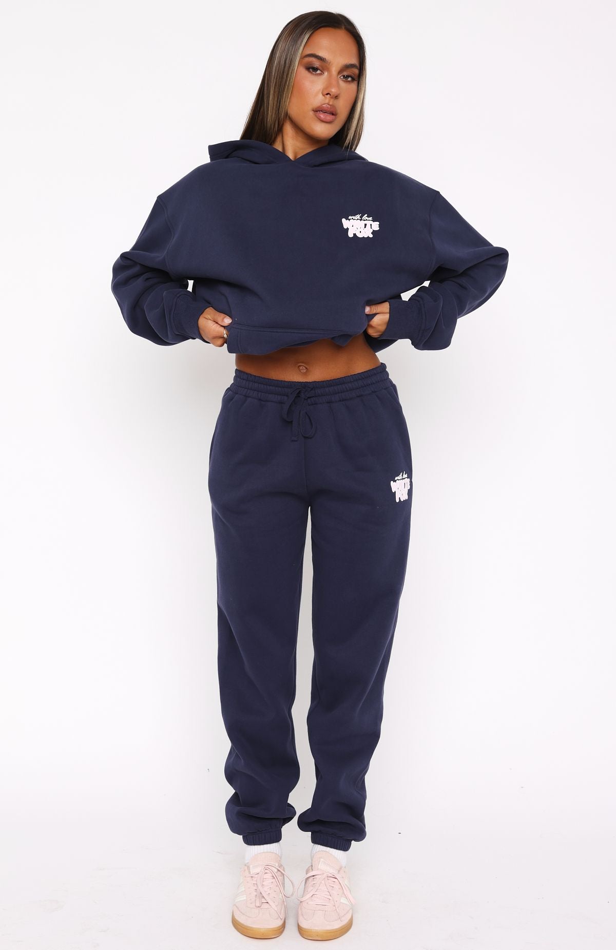 White Fox With Love Always Sweatpants Navy