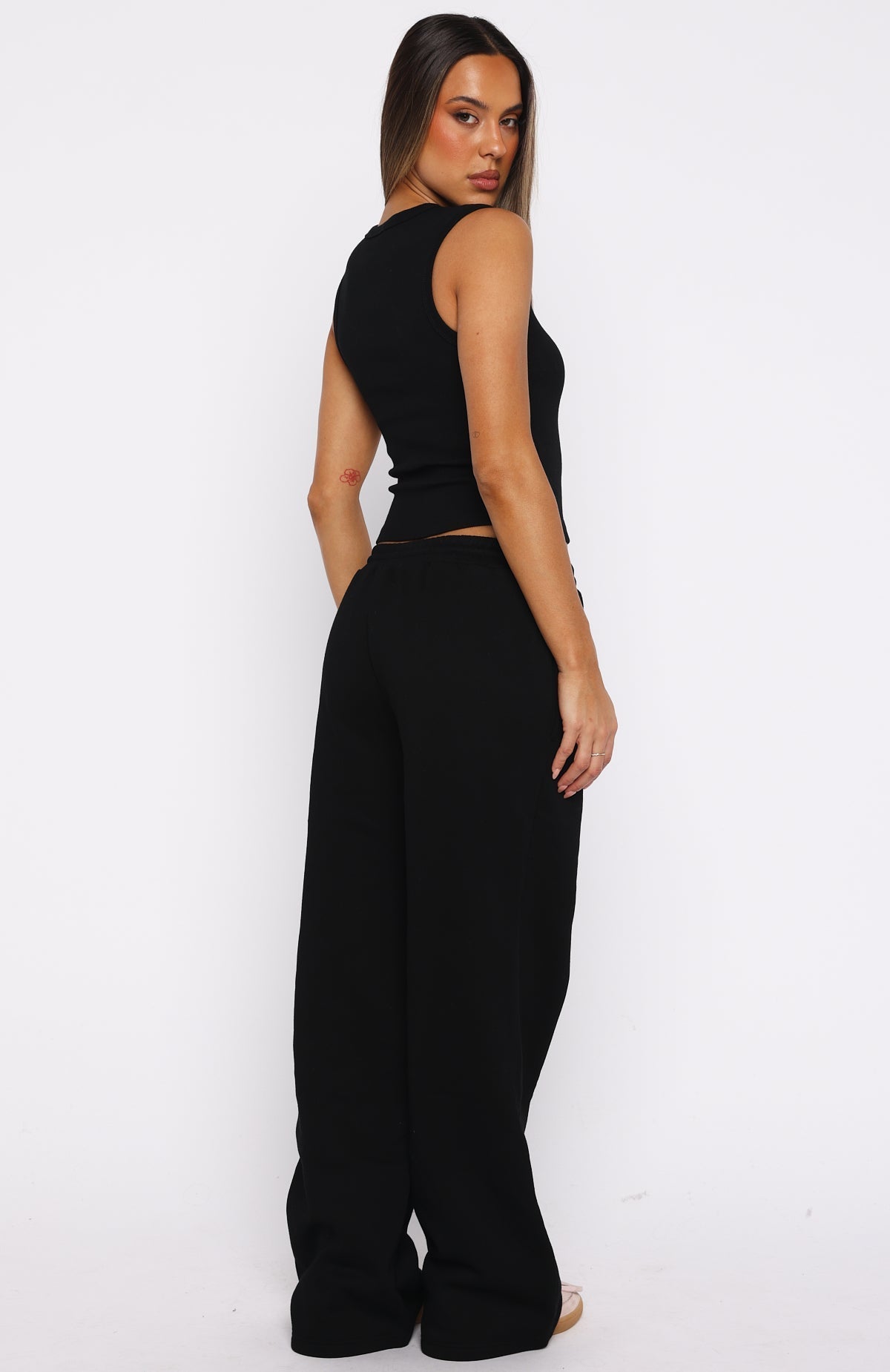 White Fox Club 14 Allie Wide Leg Sweatpants Black