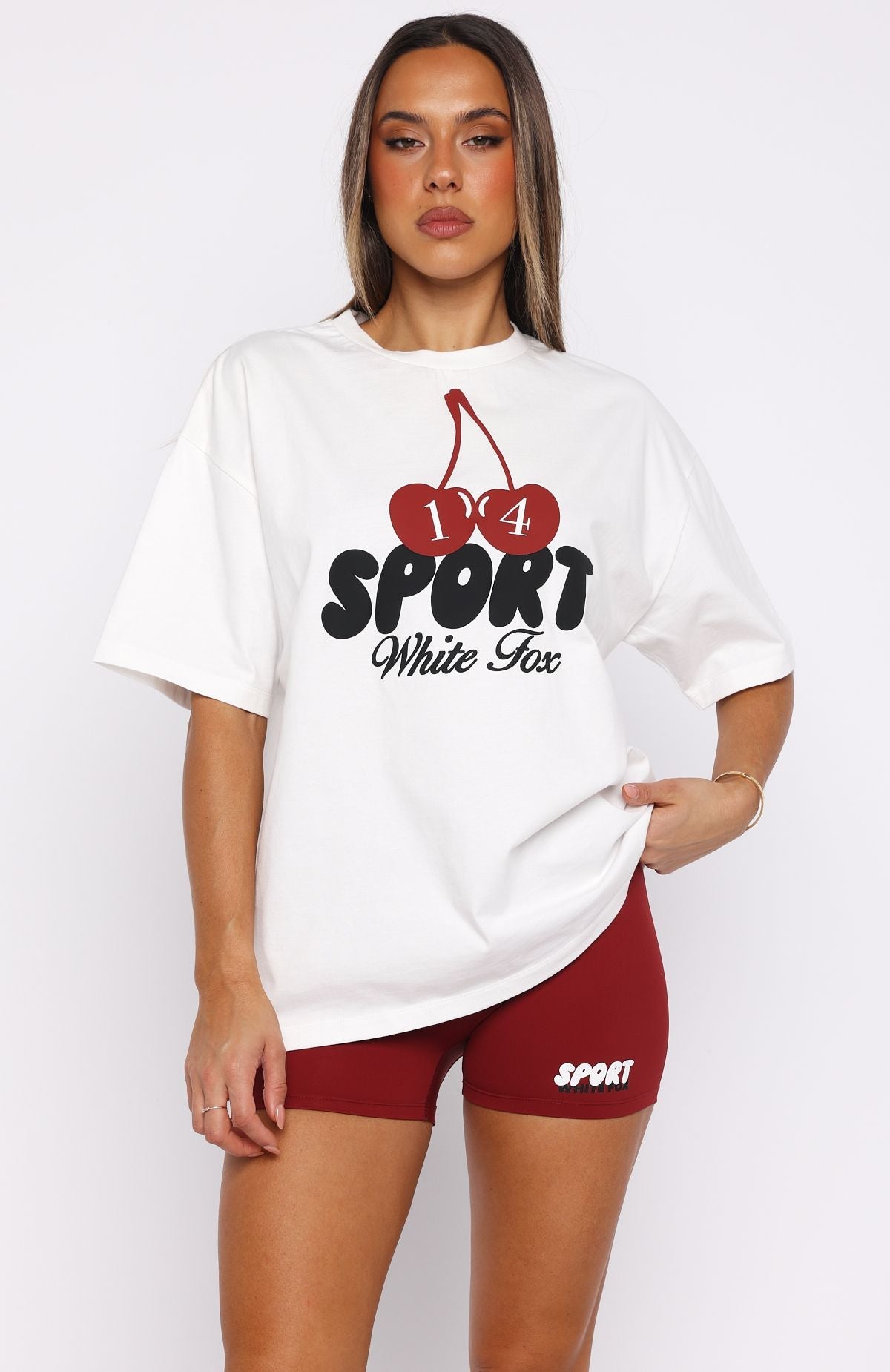 White Fox Club 14 Peyton Oversized Tee White