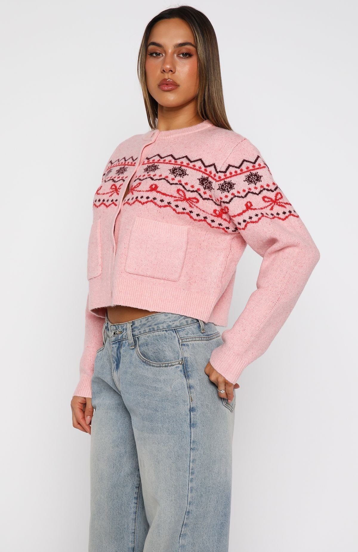 White Fox Snowflake Cuddles Knit Cardigan Blossom