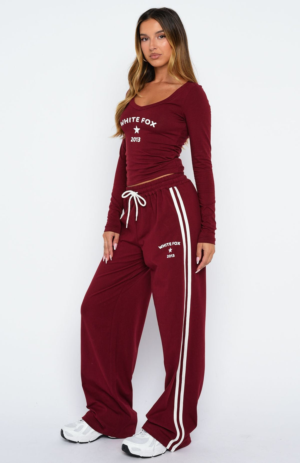 White Fox Found You Out Track Pants Burgundy