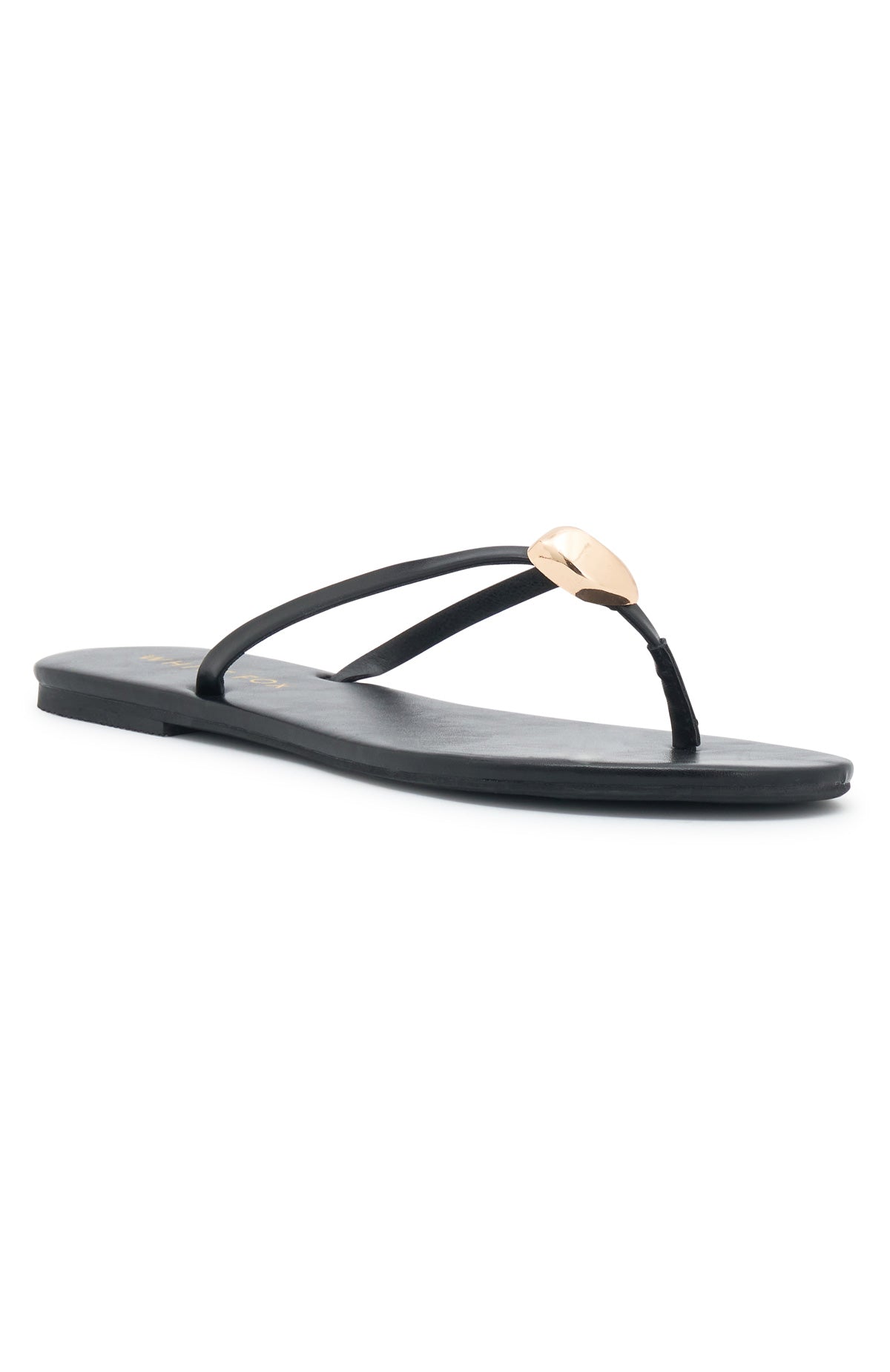 White Fox Colt Thong Sandals Black PU