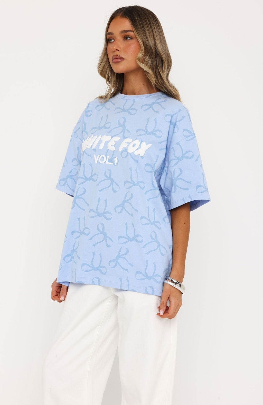 White Fox Vol. 1 Oversized Tee Blue Bow