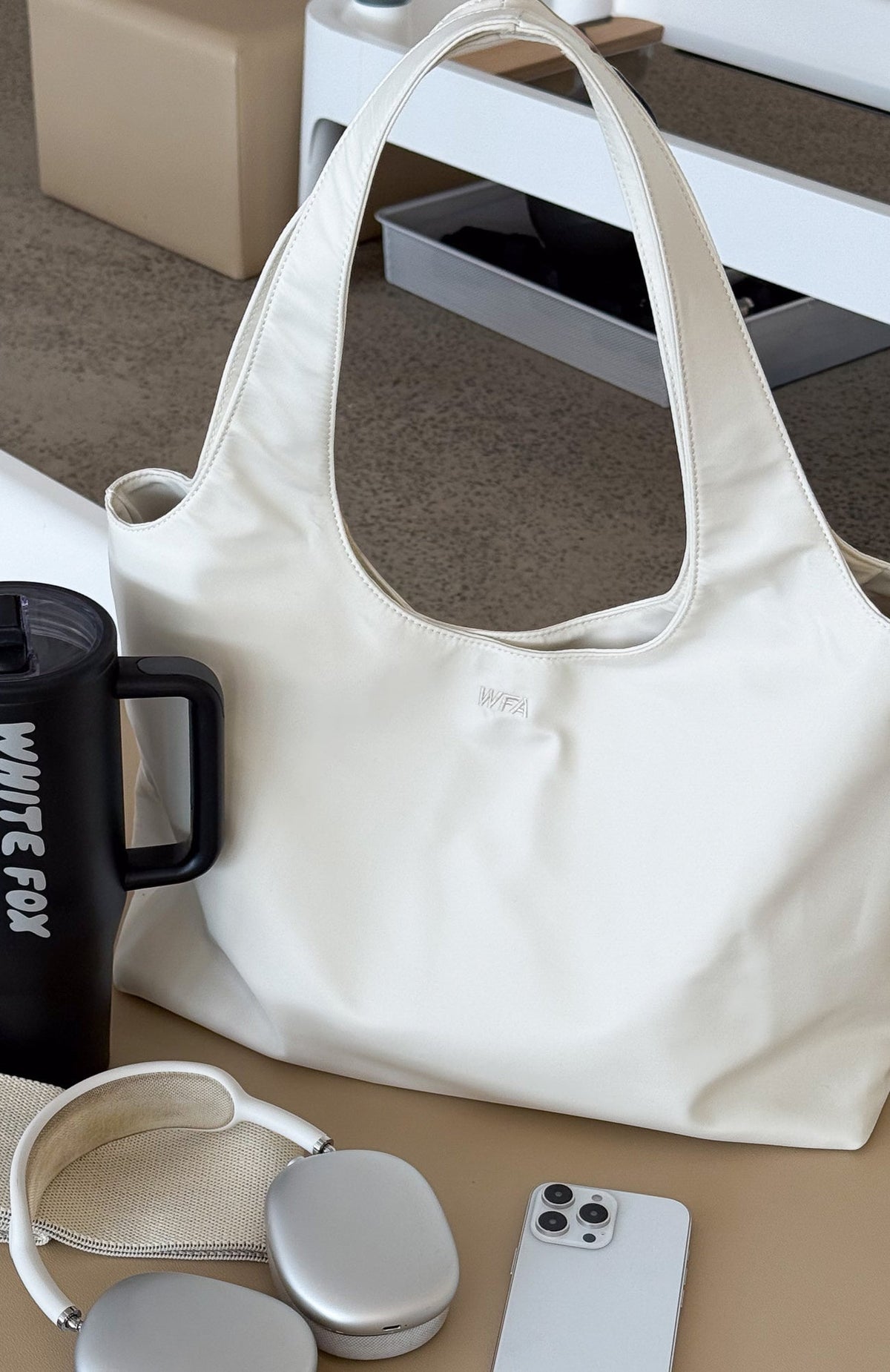 White Fox Maxton Nylon Shoulder Bag Cream