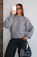 White Fox Filipa Knit Cardigan Grey Marle