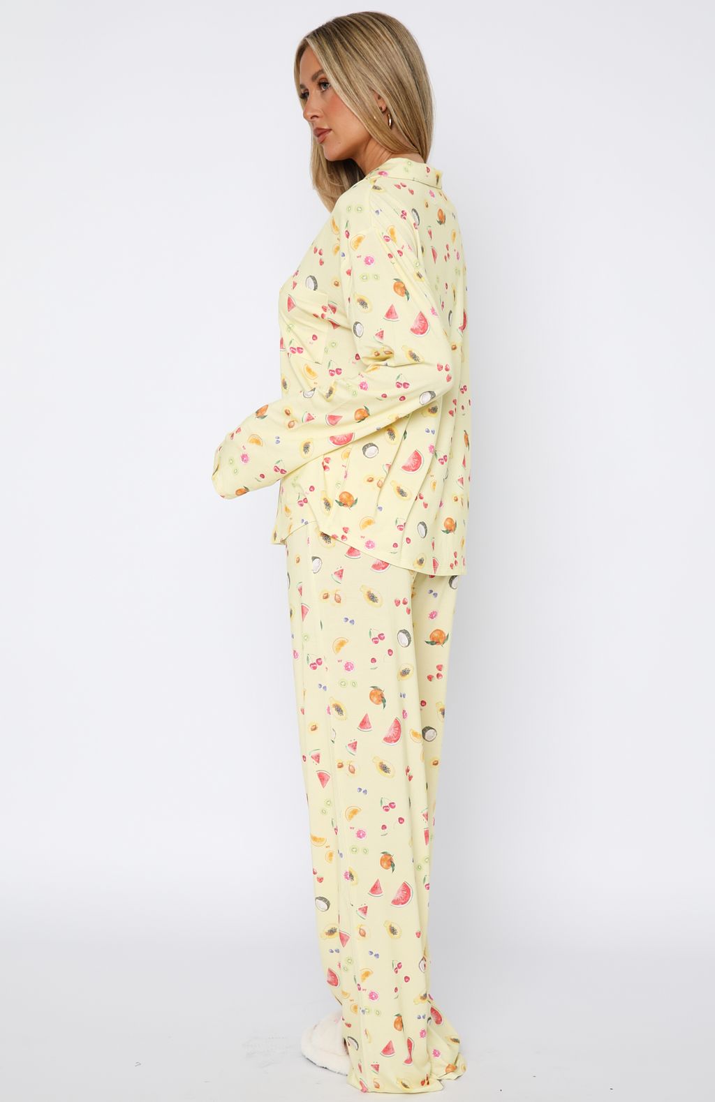 White Fox Pillow Talk Printed Long Sleeve Pyjama Set Fruit Salad