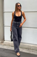 White Fox Born To Shine High Waisted Barrel Jeans Black Acid