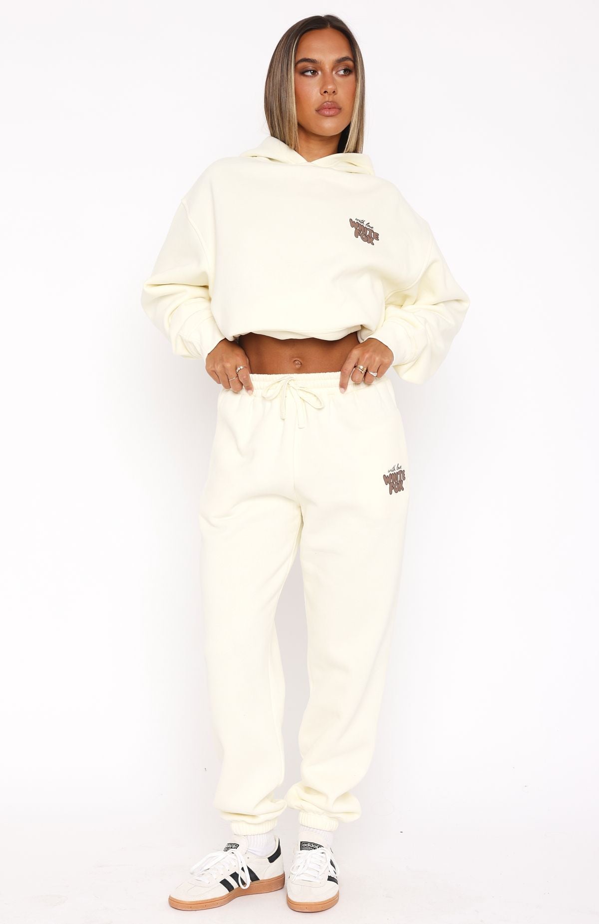 White Fox With Love Always Sweatpants Cream