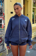 White Fox From The Archives Charli Zip Front Hoodie Navy