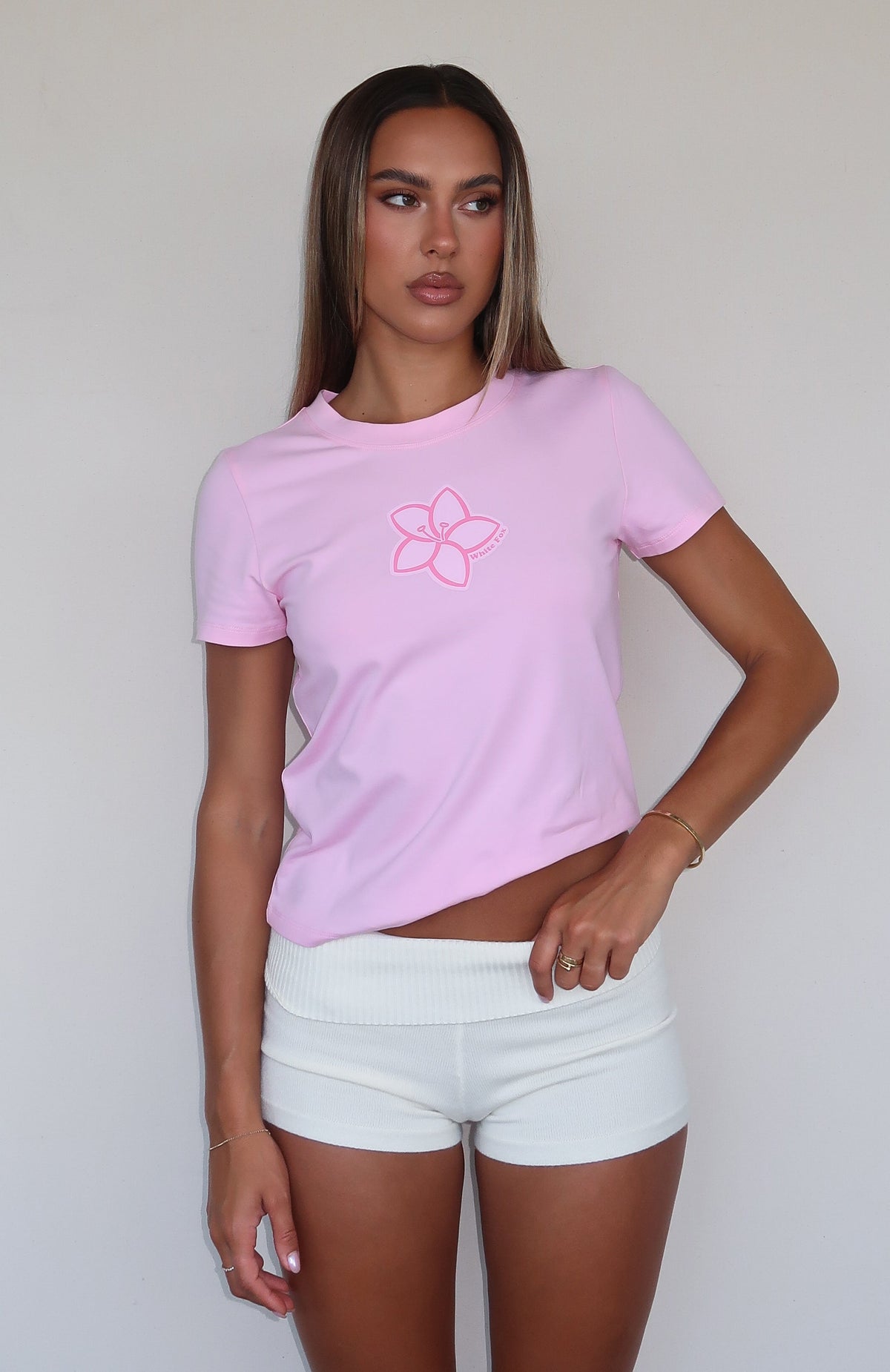 White Fox New Moment Relaxed Baby Tee Pink