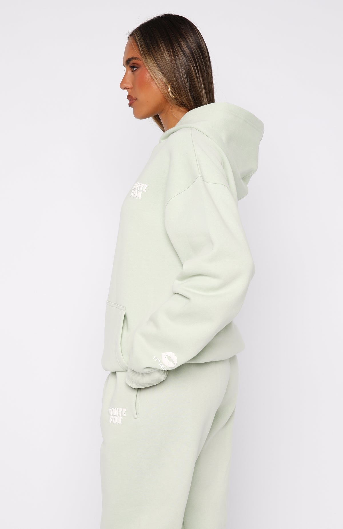 White Fox 11th Street Keeping It Real Oversized Hoodie Iced Matcha