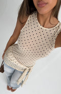 White Fox Pinch Me Tie Top Butter/Black Polka Dot