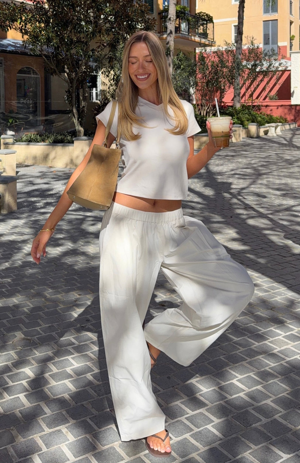 White Fox Out There Somewhere Pants White/Beige Pinstripe