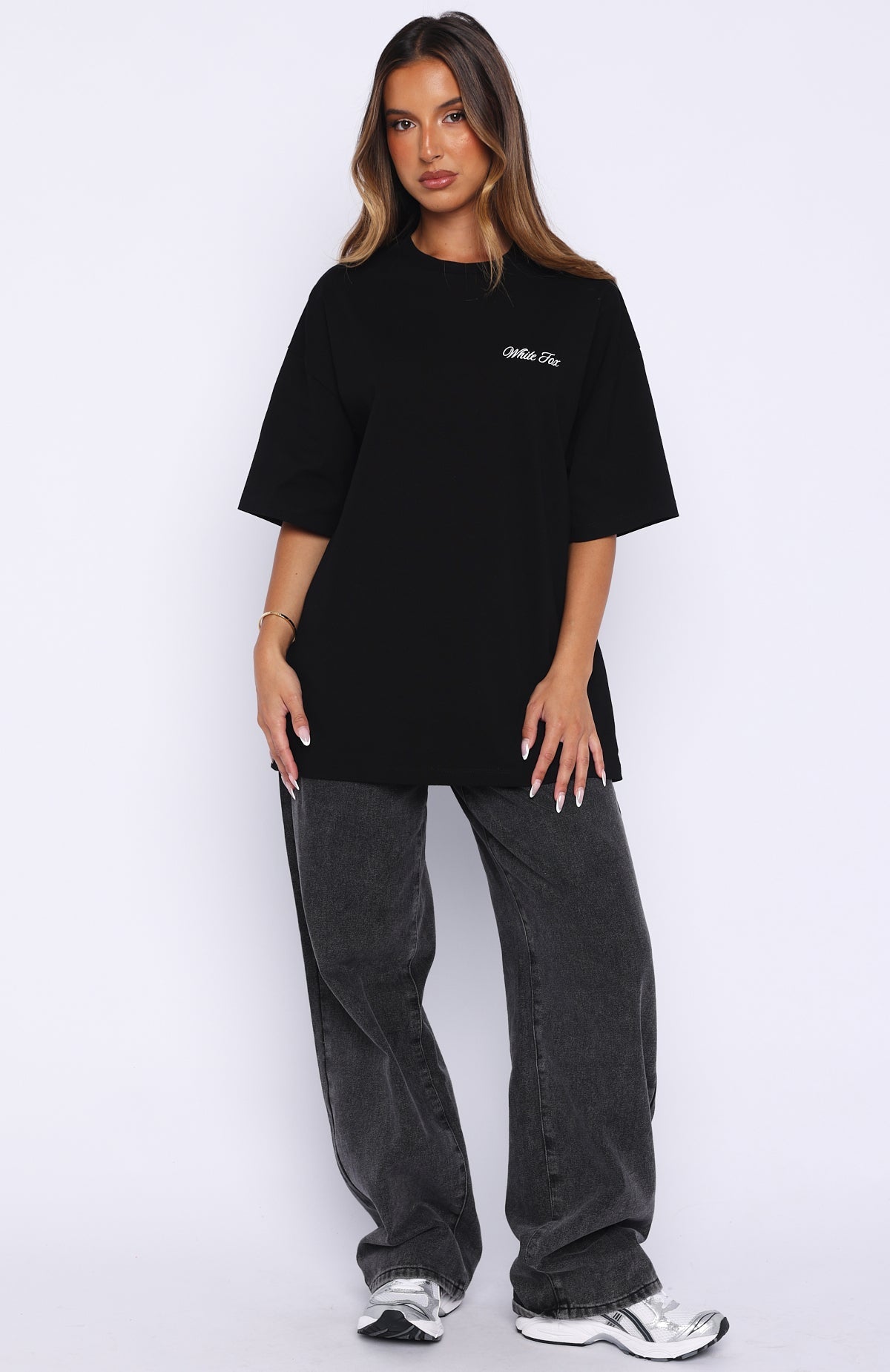 White Fox At Second Glance Oversized Tee Black