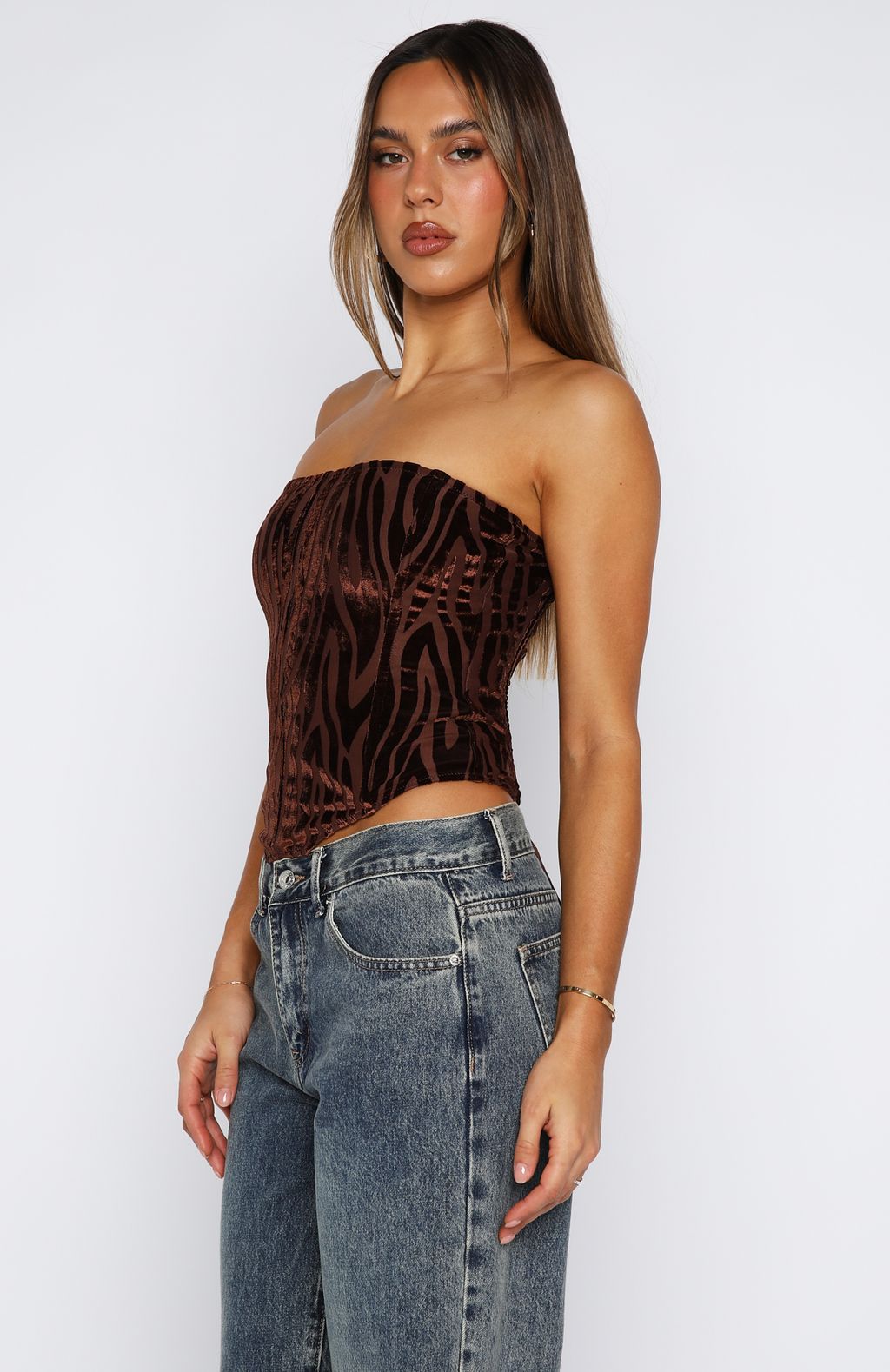 White Fox No Repeats Strapless Bustier Chocolate