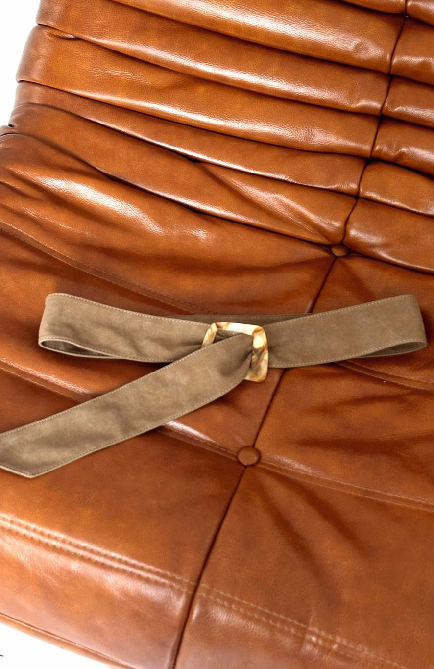 White Fox August Belt Tan Faux Suede