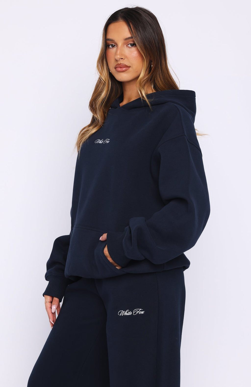 White Fox Wishing For It Oversized Hoodie Navy
