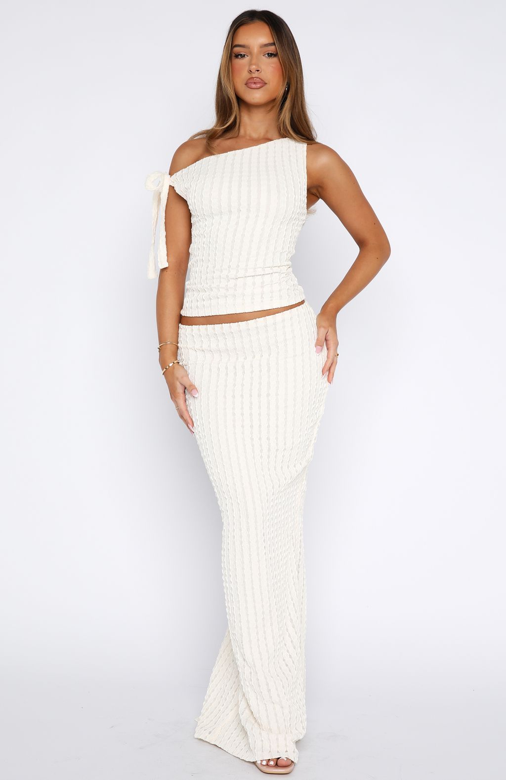 White Fox Top To Bottom Maxi Skirt Off White