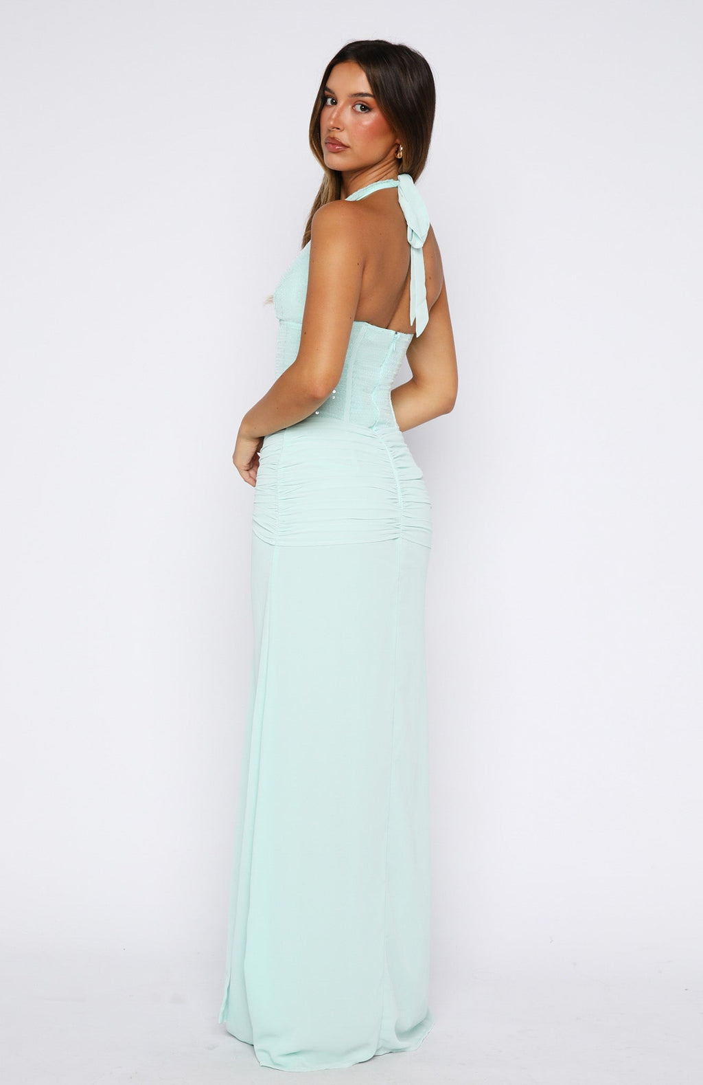 White Fox Dance Floor Diva Sequin Maxi Dress Baby Blue