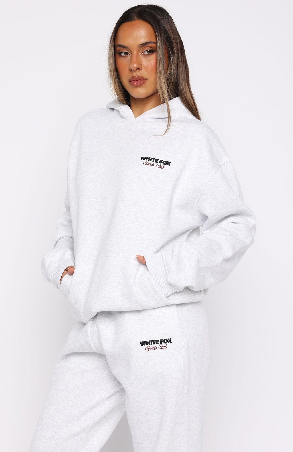 White Fox Club 14 Izzy Oversized Hoodie Grey Marle