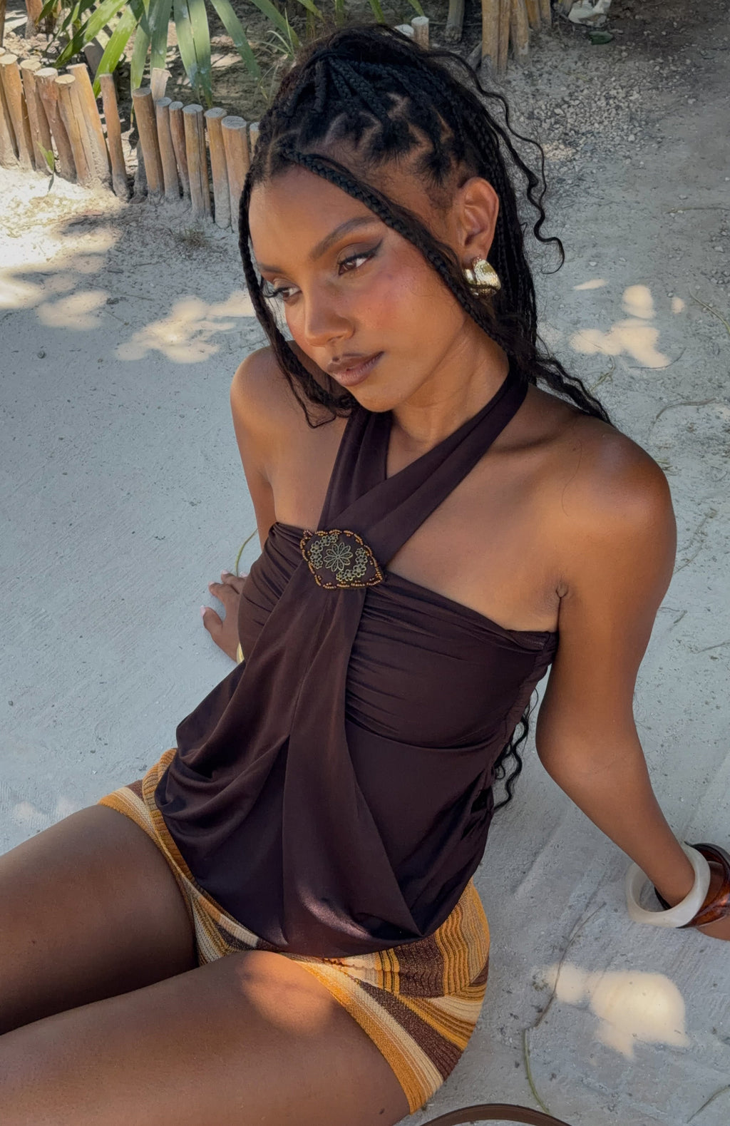 White Fox Heartbeat Edit Halter Top Chocolate