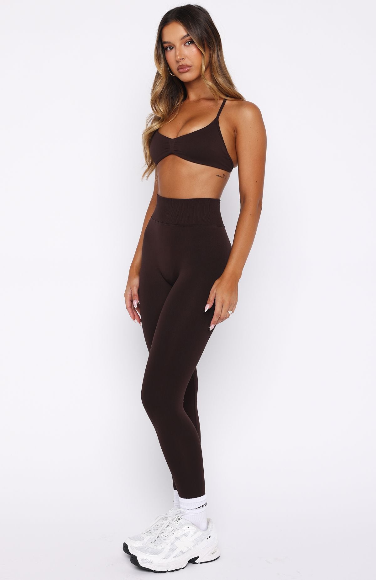 White Fox Charge Seamless Leggings Dark Chocolate