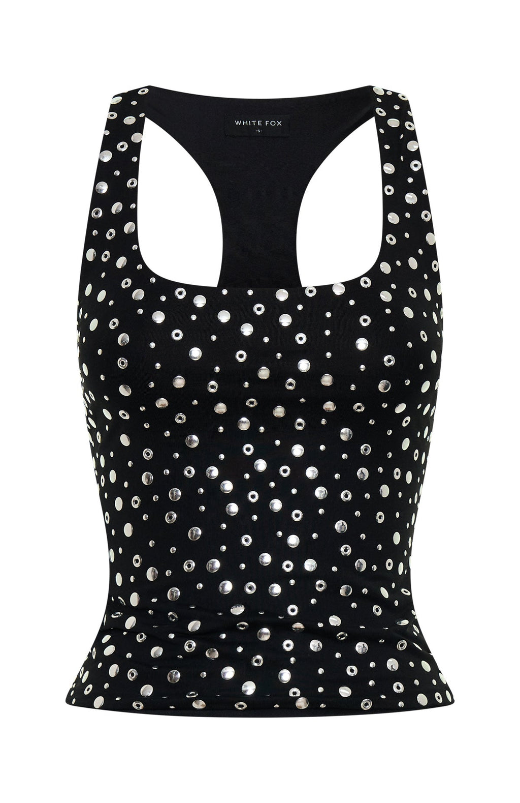 White Fox Festival Feels Studded Tank Top Black