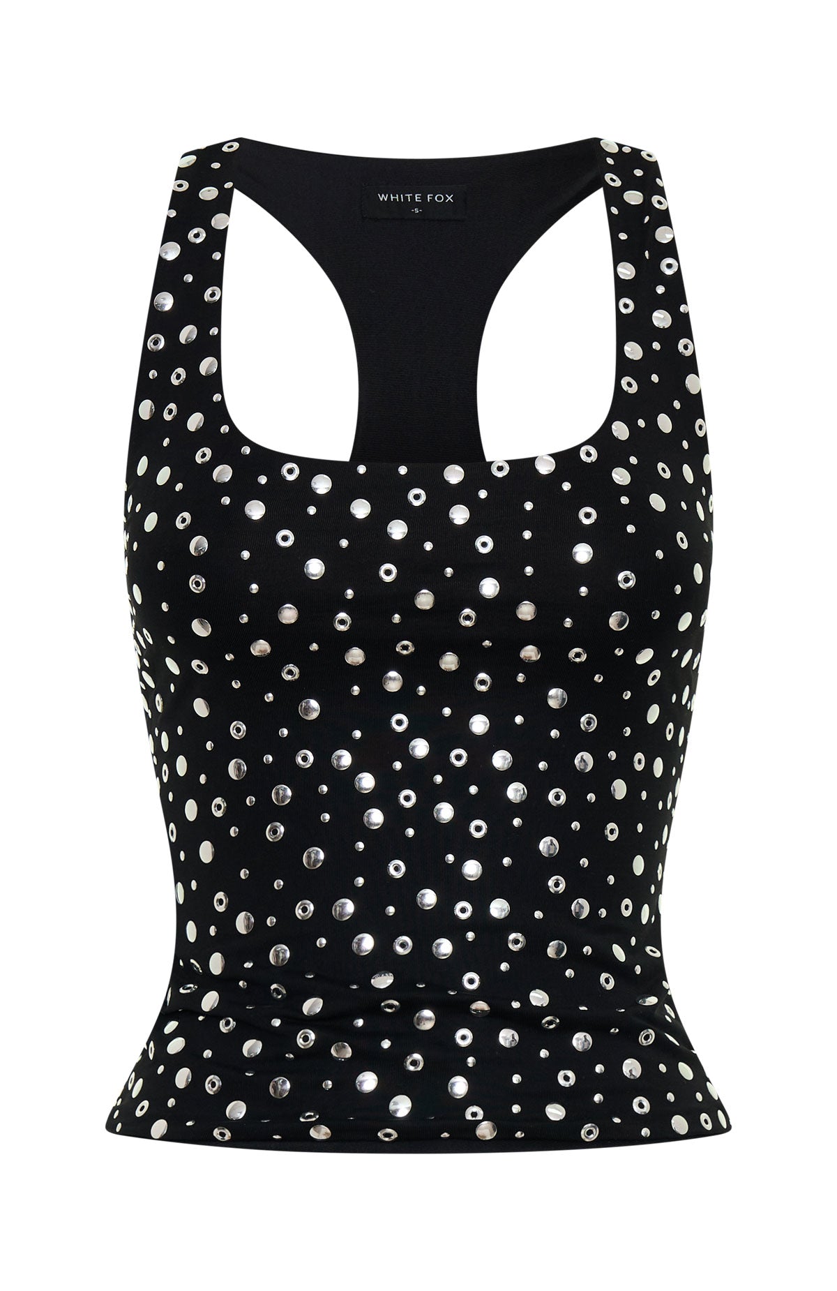 White Fox Festival Feels Studded Tank Top Black