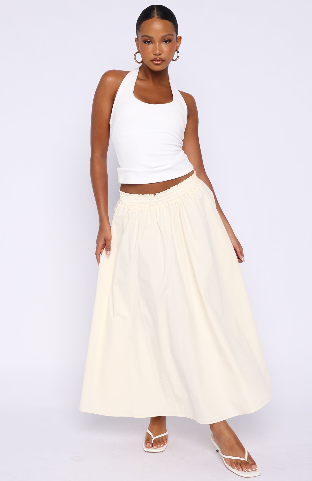 White Fox Lost In Your Love Maxi Skirt Cream