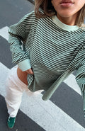 White Fox Touchdown Long Sleeve Tee Green Stripe