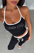 White Fox She's A Princess Halter Top Black