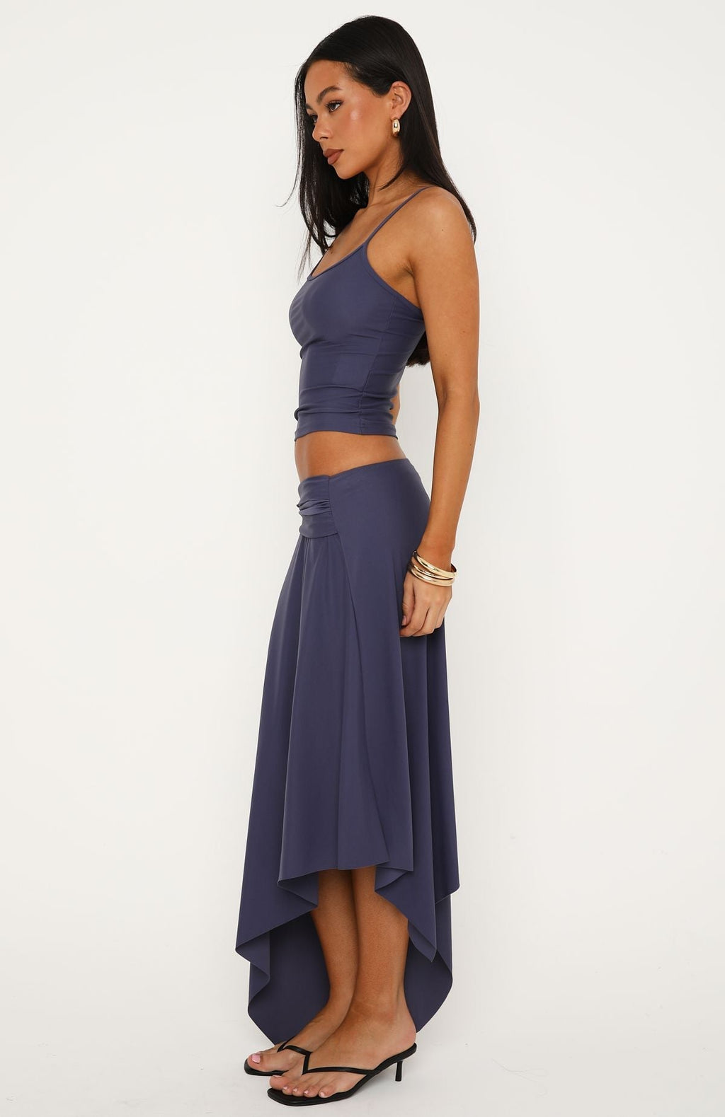 White Fox Free All Night Midi Skirt Steel