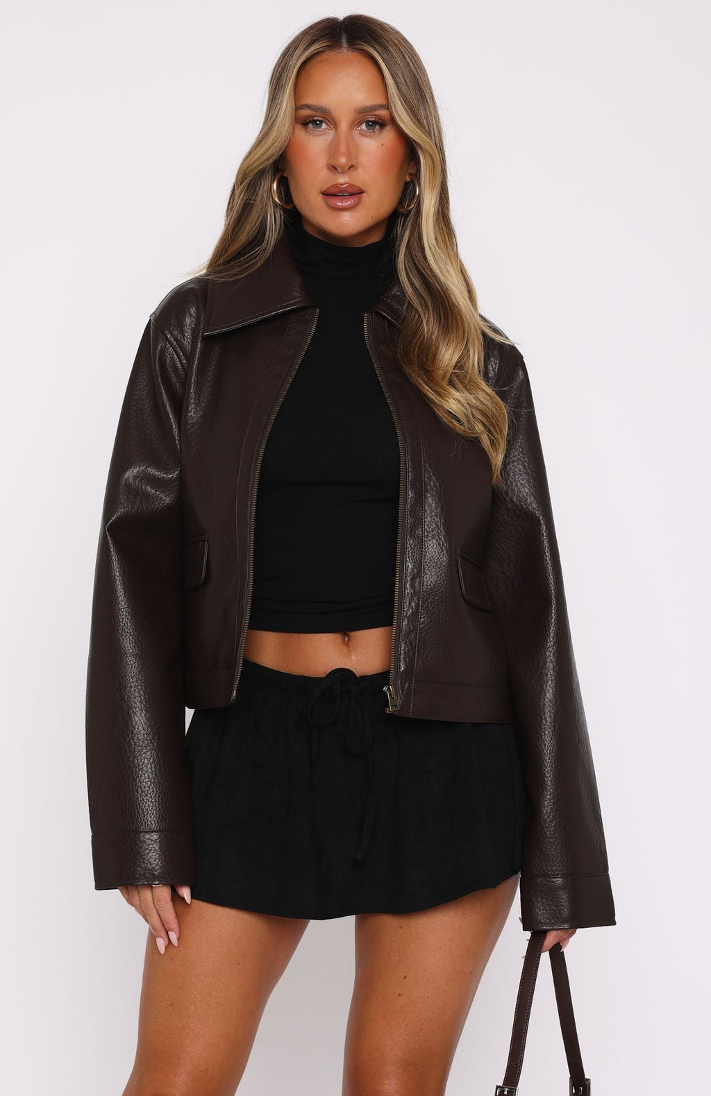 White Fox Nobody Told Me PU Jacket Chocolate