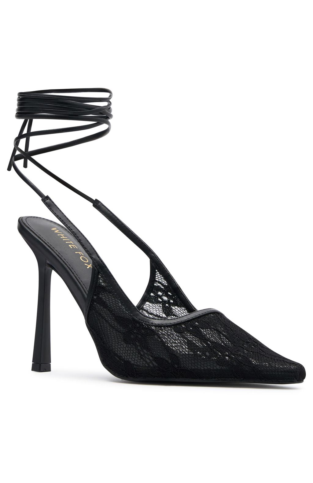 White Fox Sonnet Wrap Heels Black Lace