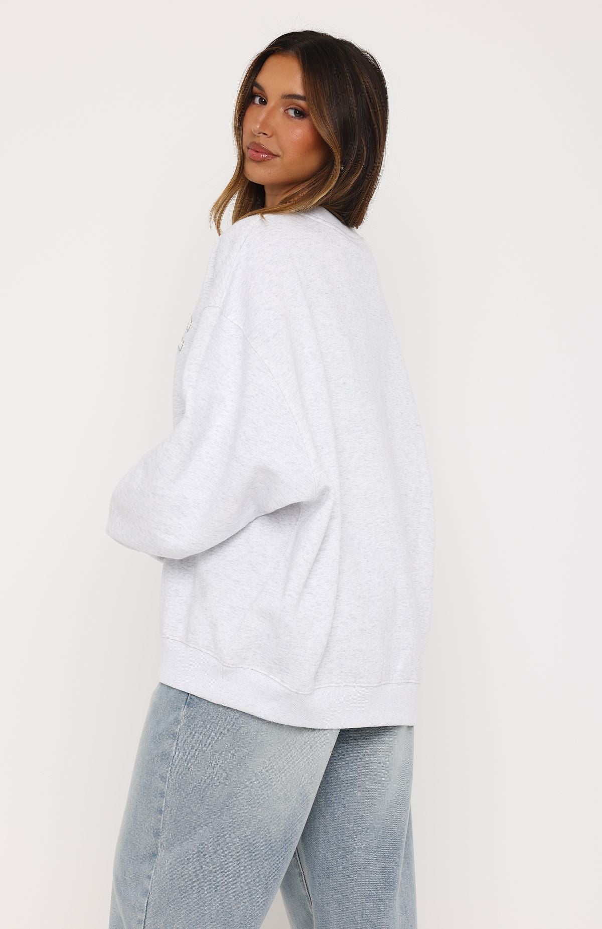 White Fox Major Upgrade Oversized Drop Shoulder Sweater Grey Marle