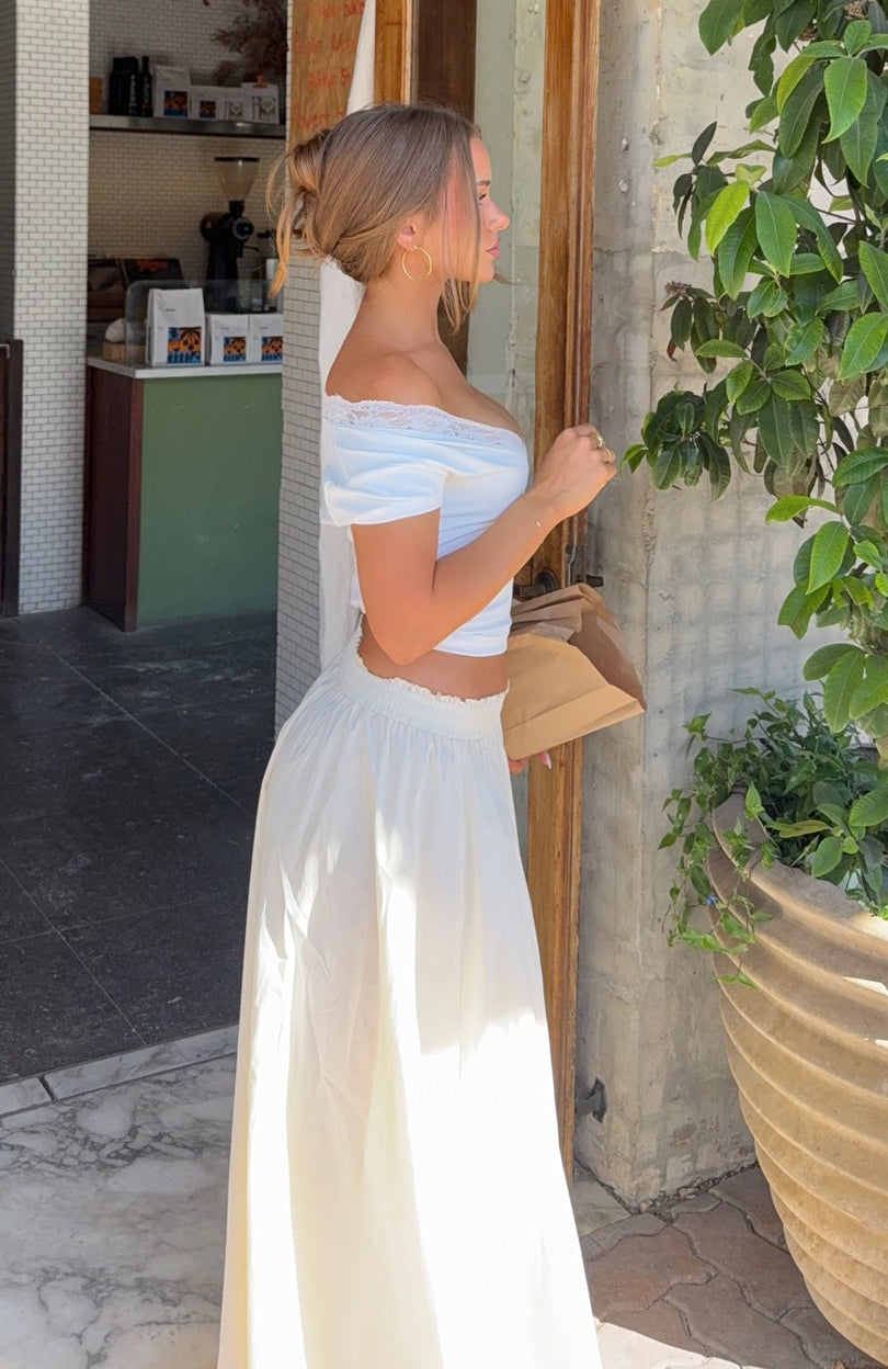 White Fox Lost In Your Love Maxi Skirt Cream