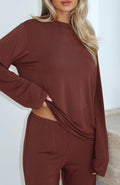 White Fox Slow Life Long Sleeve Pyjama Top Chocolate