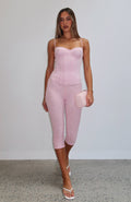 White Fox Vibe With Me Lace Capri Pants Baby Pink
